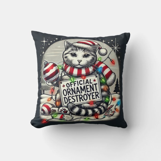 Official ornament destroyer cat Christmas  Kudde (Framsida)
