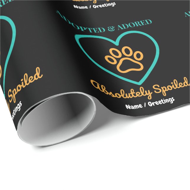 Official Rescue Pet Badge Adopted Adored & Spoiled Presentpapper (Rullad Hörn)