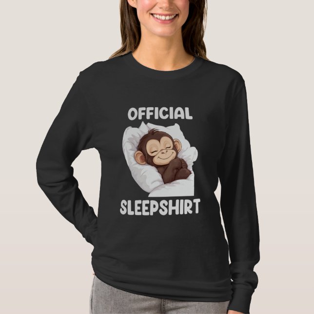 Official Sleepshirt Cute Sleeping Monkey Animal Lo T Shirt (Framsida)