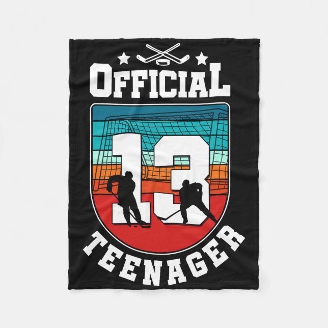 Official Teenager 13th Birthday 13 Year Boy Hockey Fleecefilt (Framsidan)