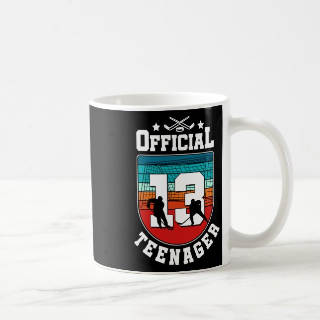 Official Teenager 13th Birthday 13 Year Boy Hockey Kaffemugg (Höger)