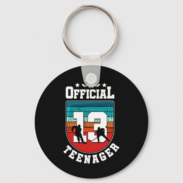 Official Teenager 13th Birthday 13 Year Boy Hockey Nyckelring (Framsida)