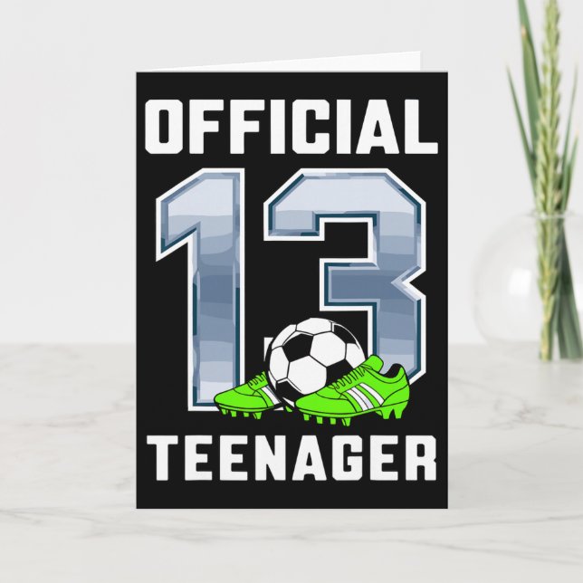 Official Teenager 13th Brithday Party Soccer Theme Kort (Framsida)