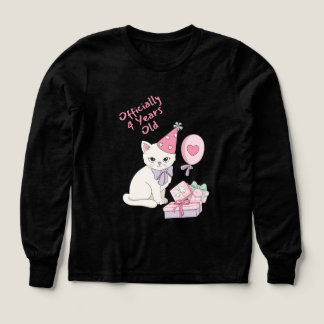 Officially 4 Years Old Cute Cat Girls Birthday T-S T Shirt