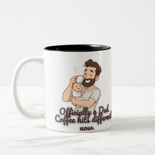 Officially a Dad Coffee Mug – Funny New Dad Gift  Två-Tonad Mugg (Vänster)