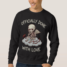 Officially Done With Love Skeleton Cupid Design Lång Ärmad Tröja