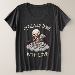 Officially Done With Love Skeleton Cupid Design T Shirt