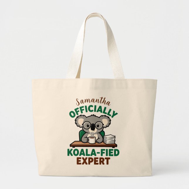 Officially Koala-fied Expert Funny Coffee Pun Jumbo Tygkasse (Framsidan)
