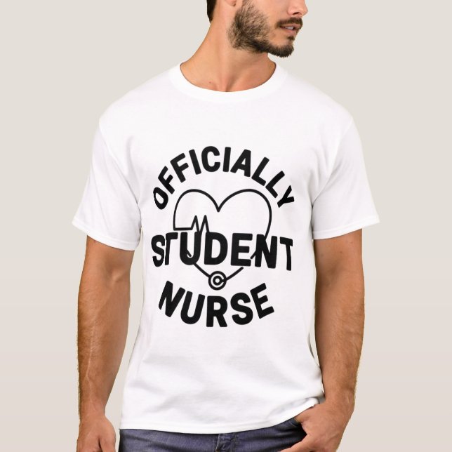 Officially Student Nurse Heart Stethoscope T Shirt (Framsida)