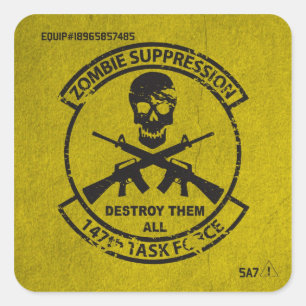 Officiell 147th Zombie TF Equipment ID-märkning Fyrkantigt Klistermärke