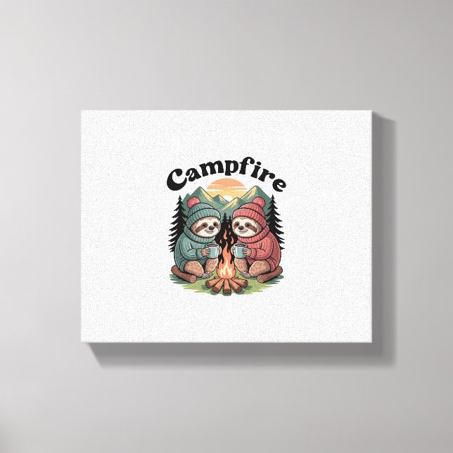 Officiell av campinggrupp i Sloth Campfire Canvastryck (Framsida)
