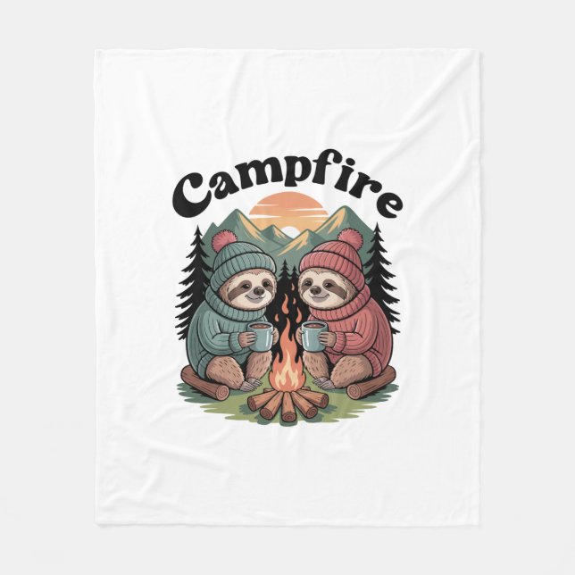 Officiell av campinggrupp i Sloth Campfire Fleecefilt (Framsidan)