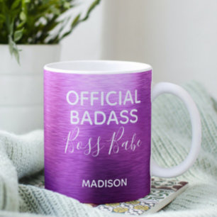 Officiell Badass Chef Babe Metallic Lila Namn Kaffemugg