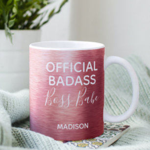 Officiell Badass Chef Babe Metallic Ro Guld Namn Kaffemugg