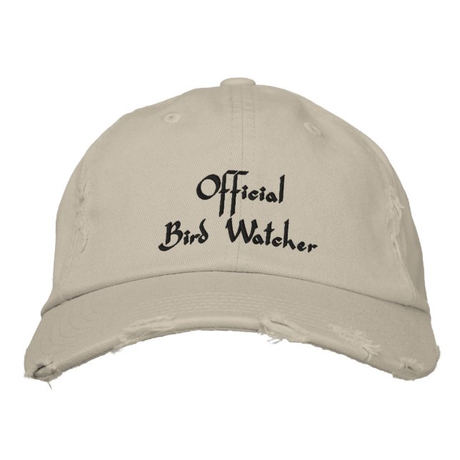 Officiell Bird Watcher Black Text Baseball Cap Broderad Keps (Framsida)