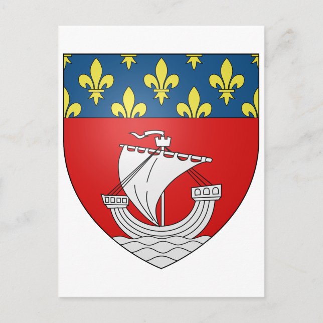 Officiell Blason Paris Jackar Heraldry Symbol Fran Vykort (Framsida)