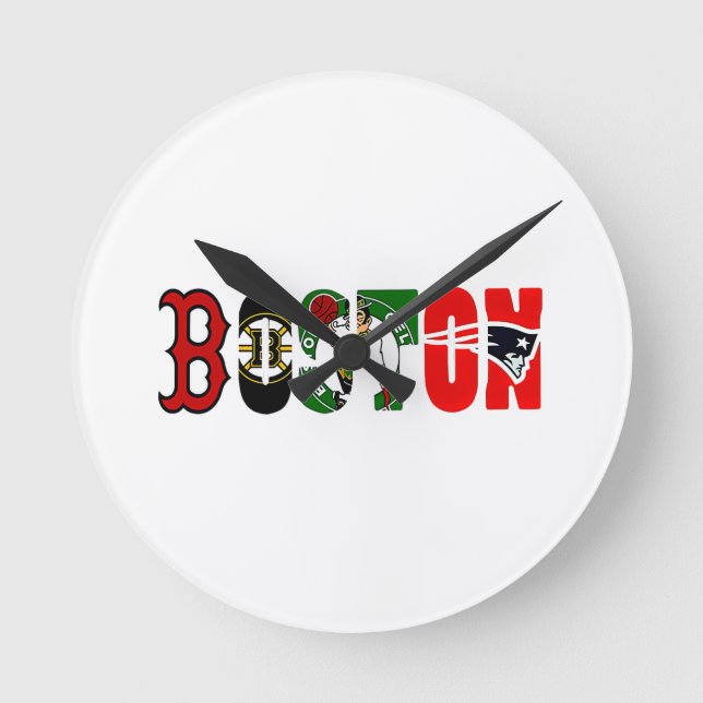 Officiell Boston Sportlag T-Shirt Rund Klocka (Framsida)