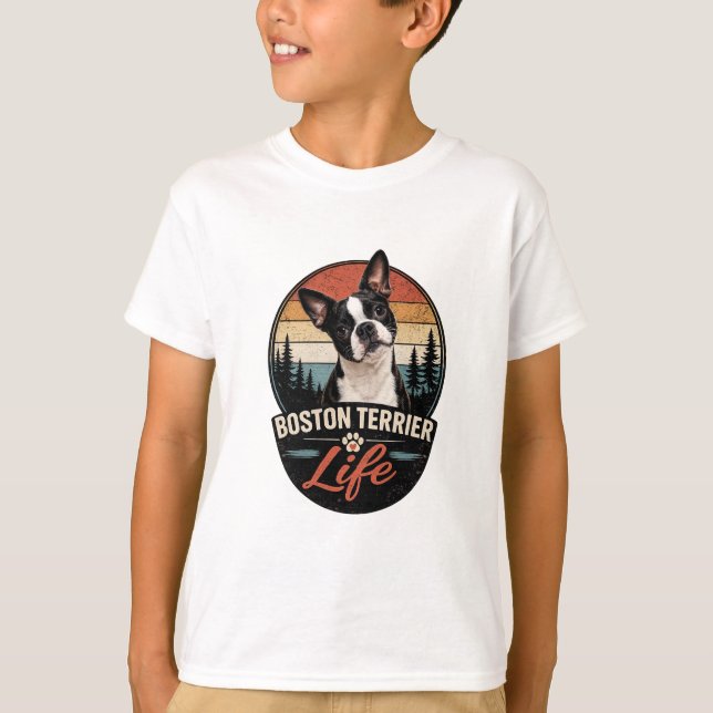 Officiell Boston Terrier Life-logotyp T Shirt (Framsida)