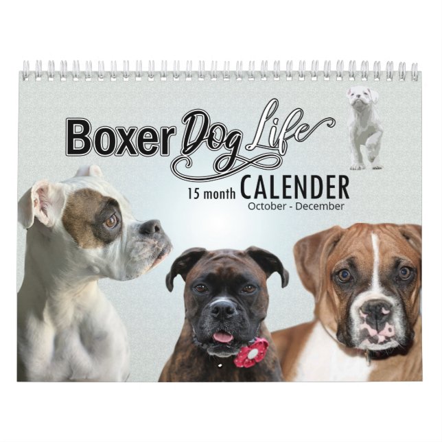 Officiell Boxer Hund Life - 15 månaders Hund Kalender (Omslag)