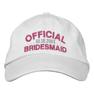 Officiell Brudtjej Rolig Säg Datum Rosa Vit Broderad Keps