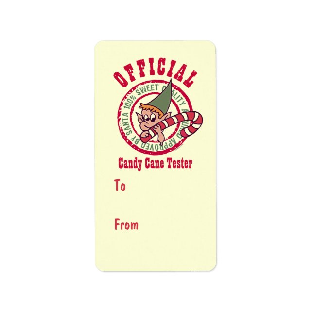 Officiell Candy cane Tester Gift Märkre-etikett Adressetikett (Framsidan)