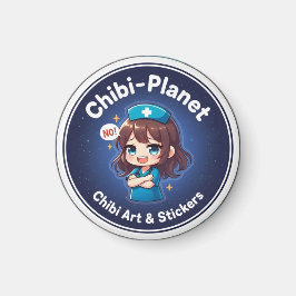 Officiell Chibi-Planet-logotyp: sassig omvårdnadsm Magnet