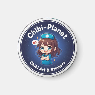 Officiell Chibi-Planet-logotyp: sassig omvårdnadsm Magnet