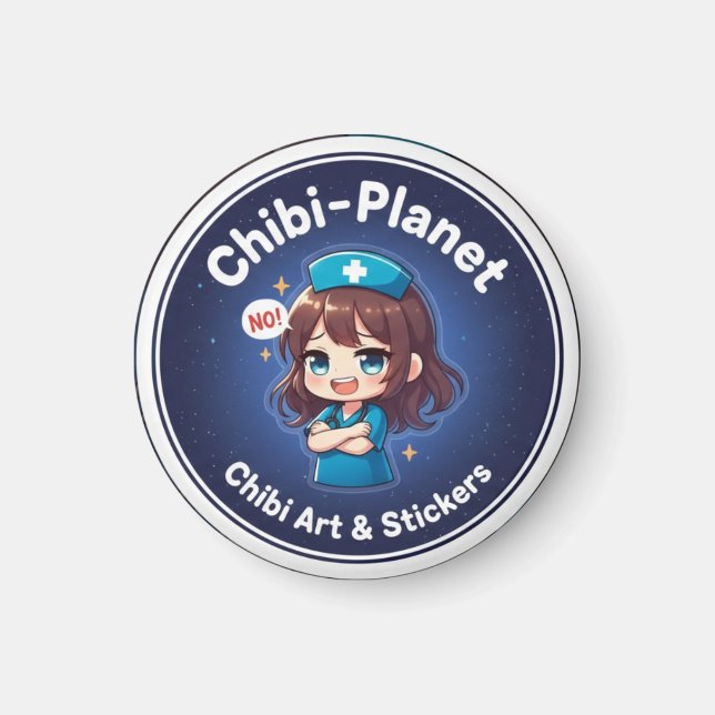 Officiell Chibi-Planet-logotyp: sassig omvårdnadsm Magnet (Framsidan)