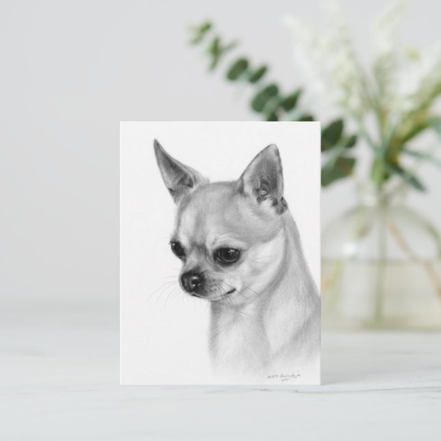 Officiell Chihuahua Artwork Vykort (Stående Fram)