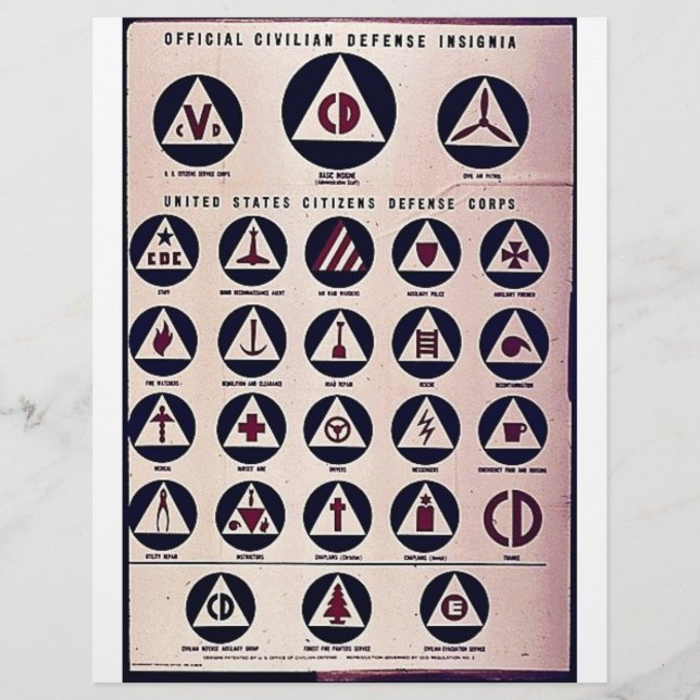 Officiell Civilian Defence Insignia Reklamblad (Framsidan)