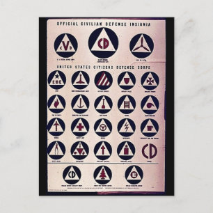Officiell Civilian Defence Insignia Vykort