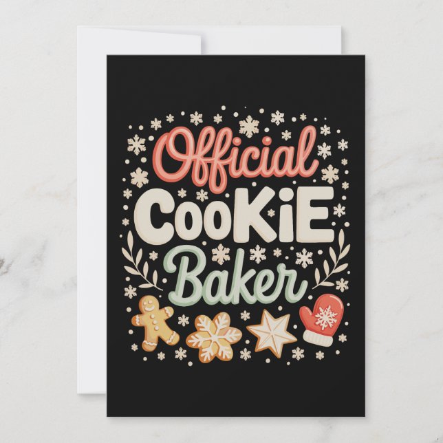 Officiell Cookie Baker-Julafton-familjebaking Julkort (Framsida)