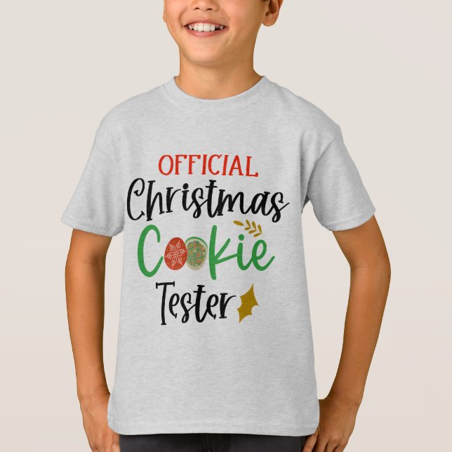 Officiell Cookie Tester Funny Småbarn jul T Shirt (Framsida)