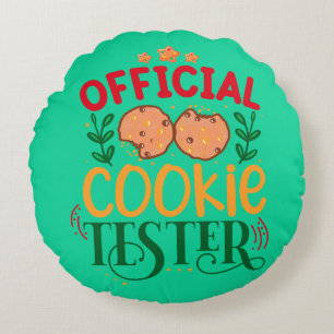 Officiell Cookie Tester Rund Kudde