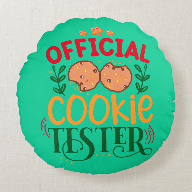 Officiell Cookie Tester Rund Kudde (Framsidan)