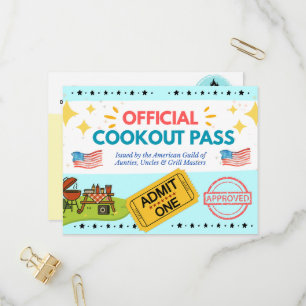 Officiell Cookout Pass - vykort för gag Gift