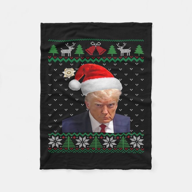 Officiell Donald Trump Mugg Shot Ugly jul Fleecefilt (Framsidan)