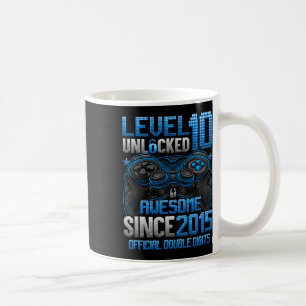Officiell dubbla siffror Nivå 10 Upplåst 10-årsdag Kaffemugg