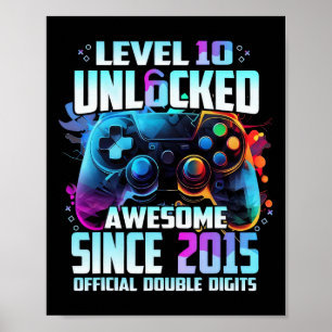 Officiell dubbla siffror Nivå 10 Upplåst 10-årsdag Poster