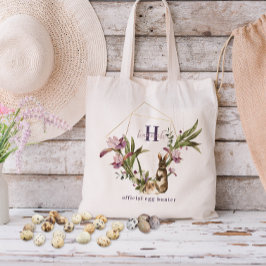 Officiell Egg Hunter | Blommigt Bunny Monogram Tre Tygkasse