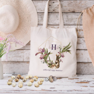 Officiell Egg Hunter Blommigt Bunny Monogram Tre Tygkasse