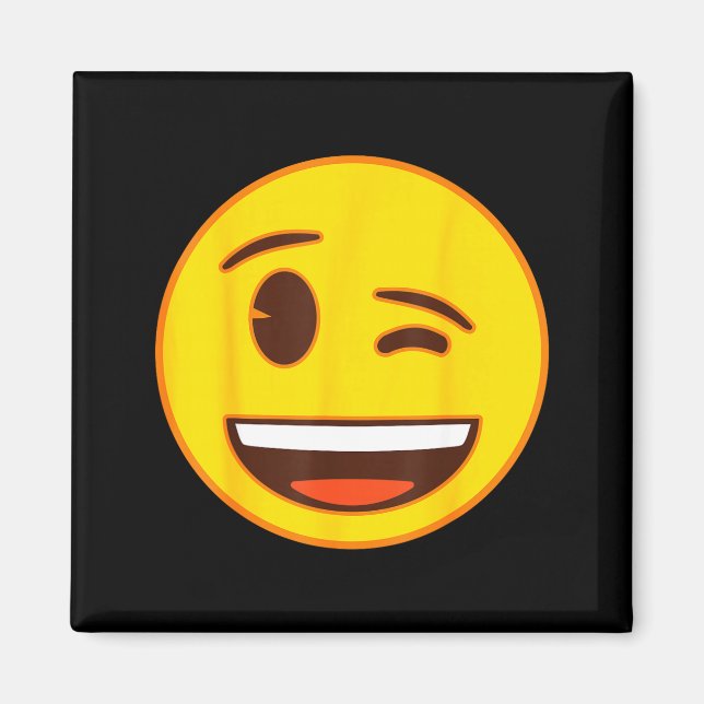 Officiell Emoji Blinkande Gul Leende Ansikte  Magnet (Framsidan)