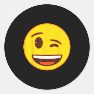 Officiell Emoji Blinkande Gul Leende Ansikte  Runt Klistermärke