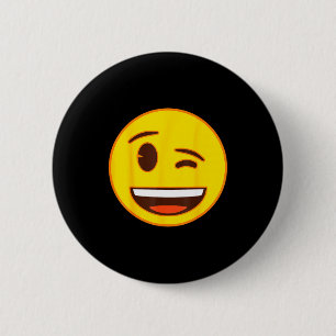 Officiell Emoji Blinkande Gult Leende Ansikte Knapp
