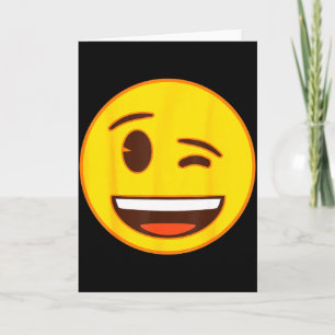 Officiell Emoji Blinkande Gult Leende Ansikte  Kort