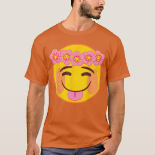 Officiell Emoji Blommig Krona Tunga Gul Leende Fa T Shirt
