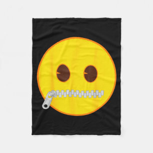 Officiell Emoji Dragkedja Mun Gul Leende Ansikte Fleecefilt