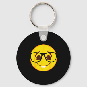 Officiell Emoji nörd glasartad gul leende ansikte Nyckelring