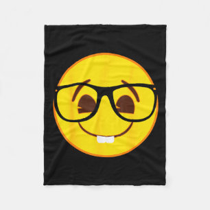 Officiell Emoji nörd glasögon gul leende ansikte Fleecefilt