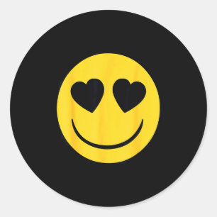 Officiell Emoji Retro Hjärtans Ögon Gul Leende Ans Runt Klistermärke